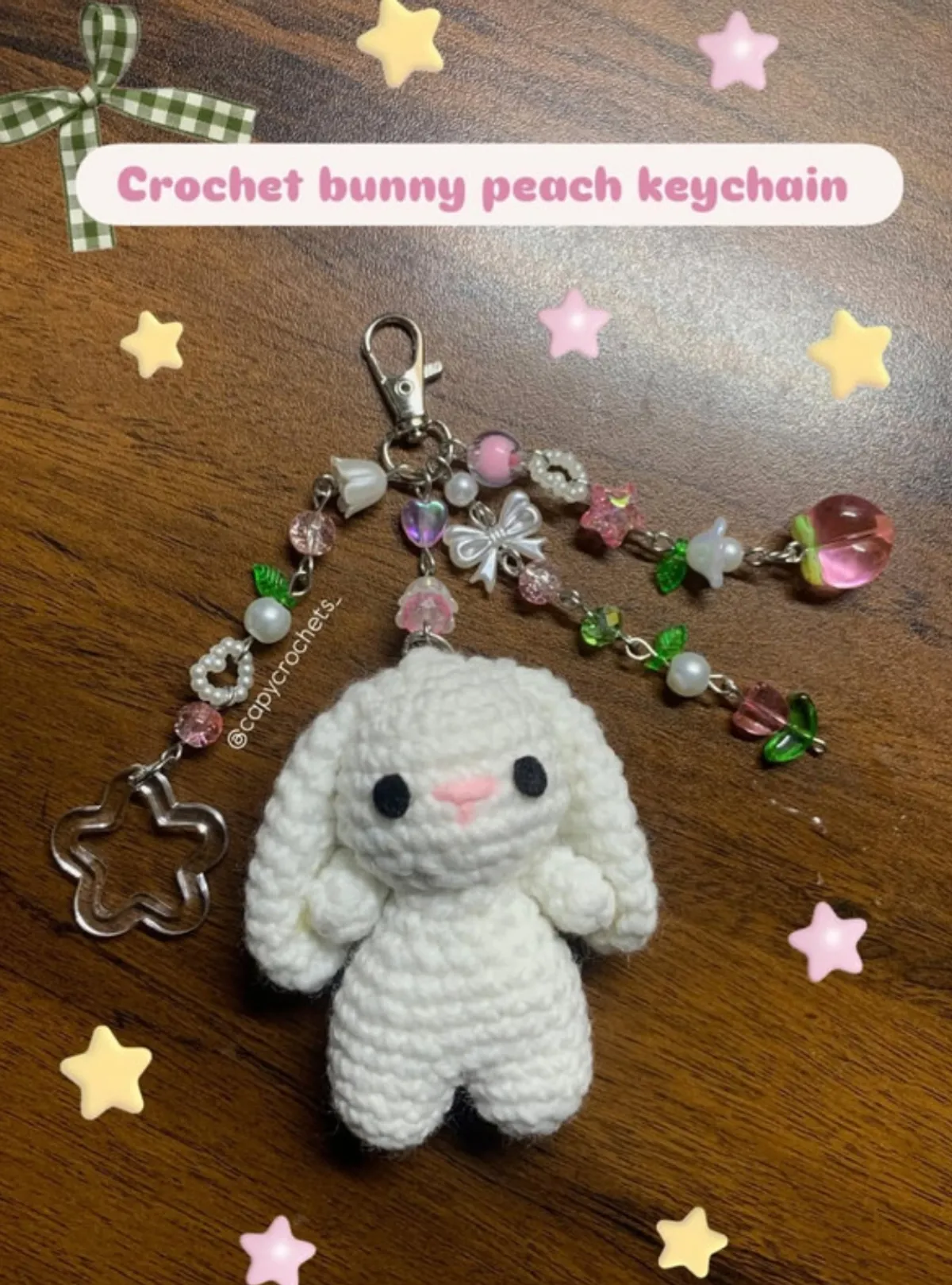 Bunny Strawberry Peach Keychain