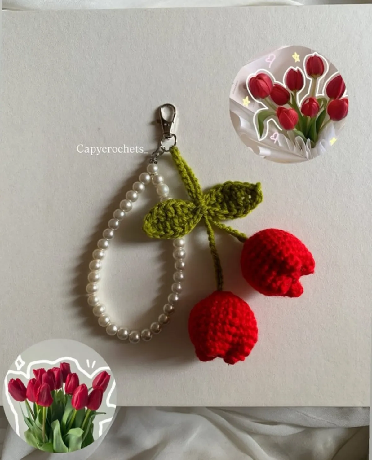 Tulip Pearl Keychain
